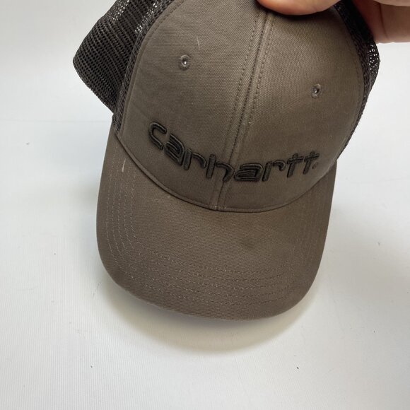 Carhartt Force Canvas Mesh-Back Logo Graphic SnapBack Trucker Hat Grey / Green - Picture 5 of 10